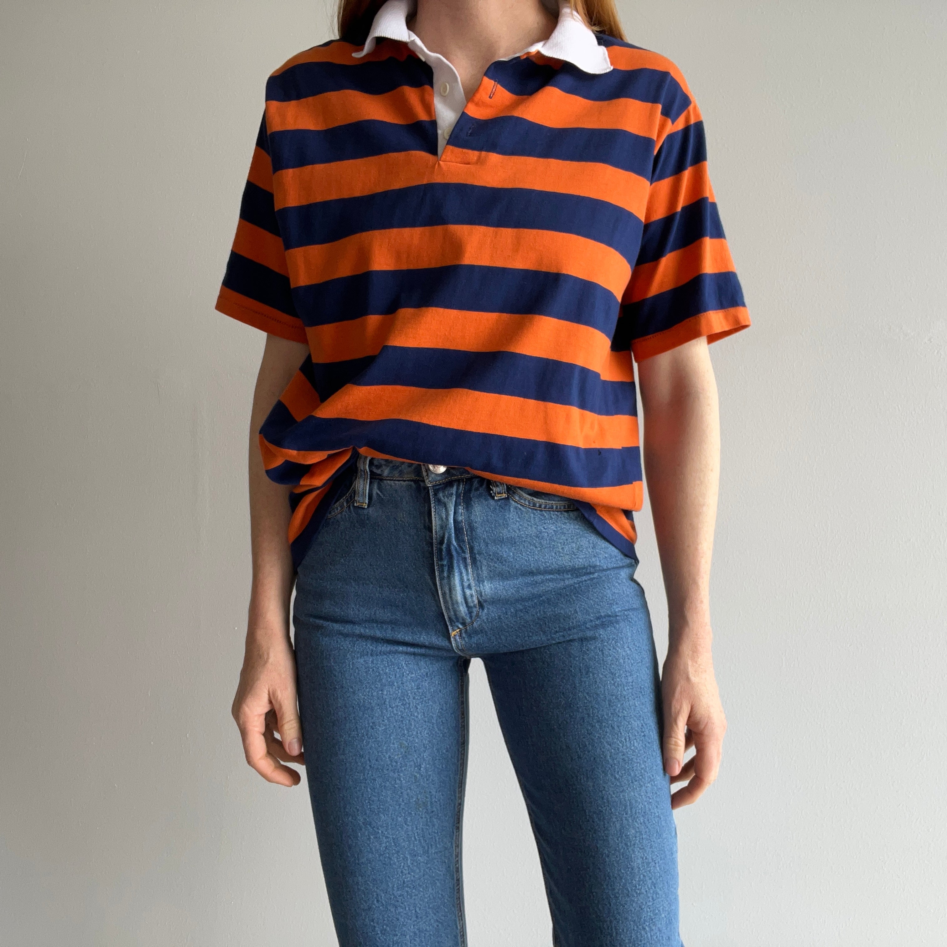 1970/80s Navy and Orange Polo T-Shirt