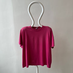 1980s Bleach Stained Hot Pink with Shoulder Pads Slouchy T-Shirt