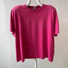 1980s Bleach Stained Hot Pink with Shoulder Pads Slouchy T-Shirt