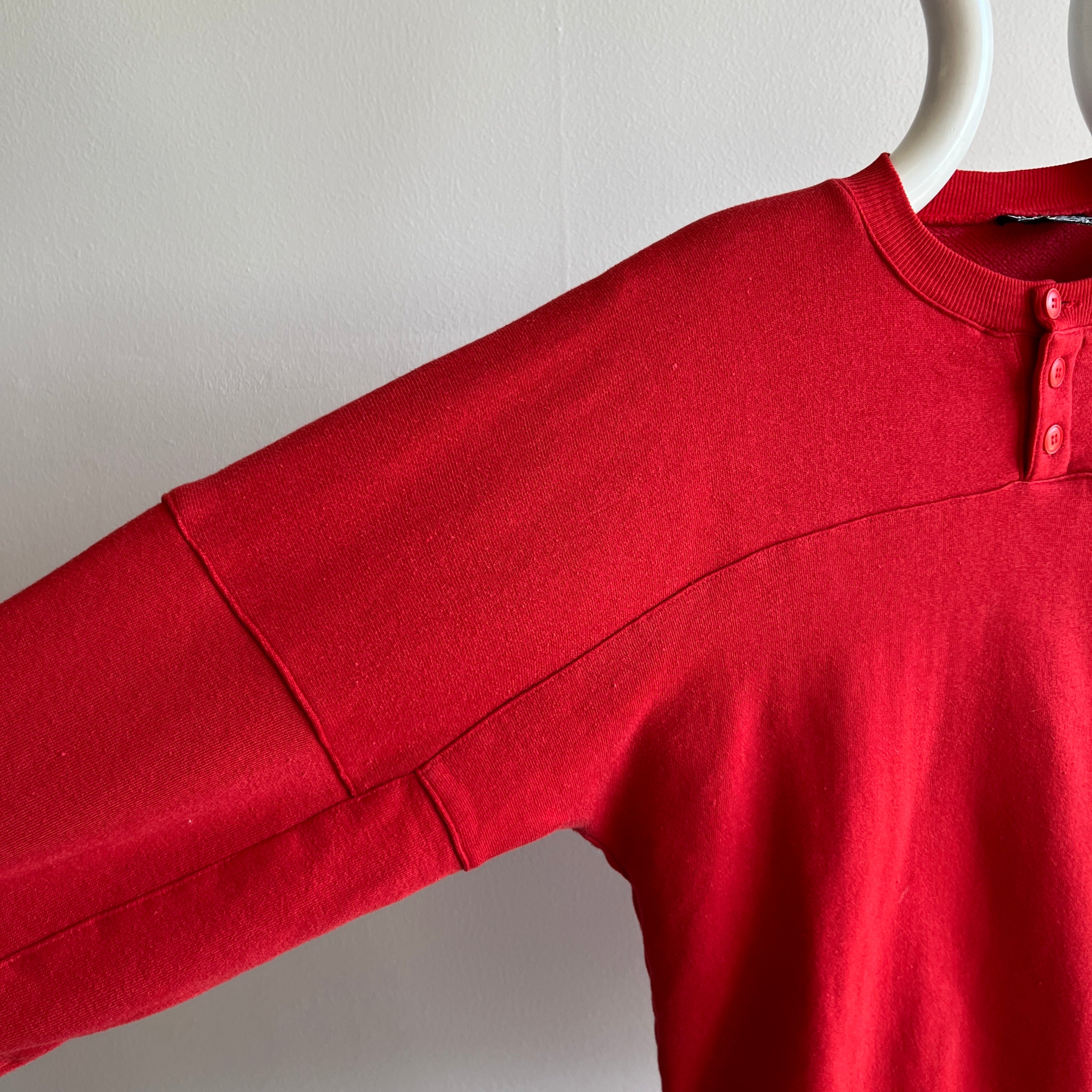 1980s Red Henley Sweatshirt