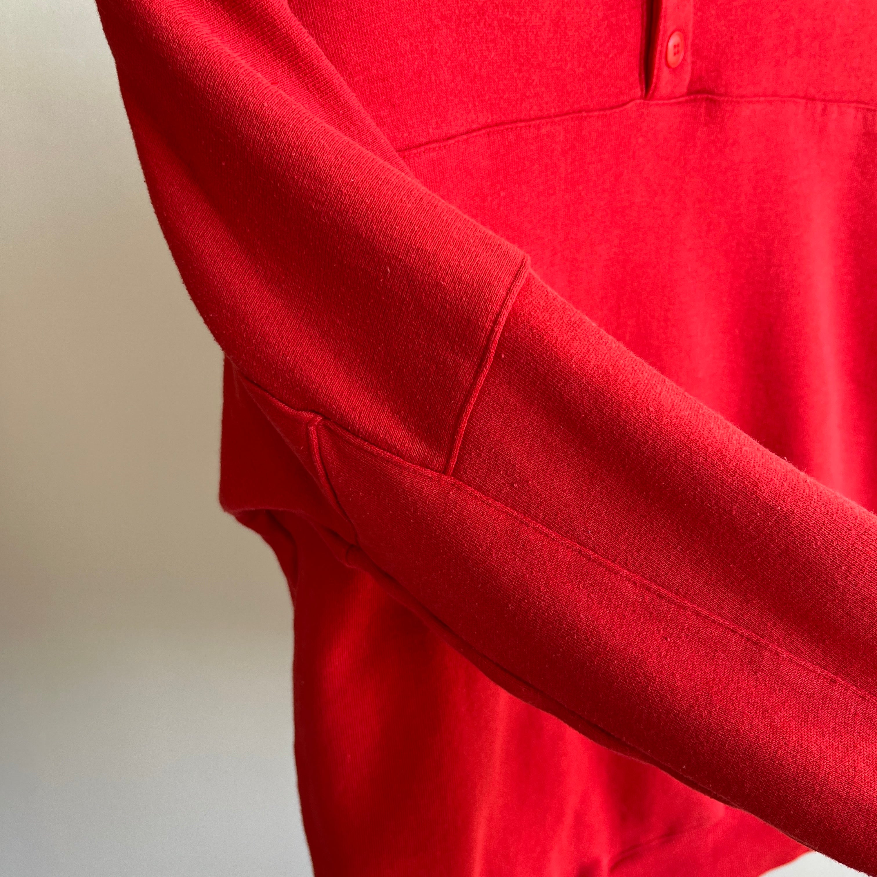 1980s Red Henley Sweatshirt