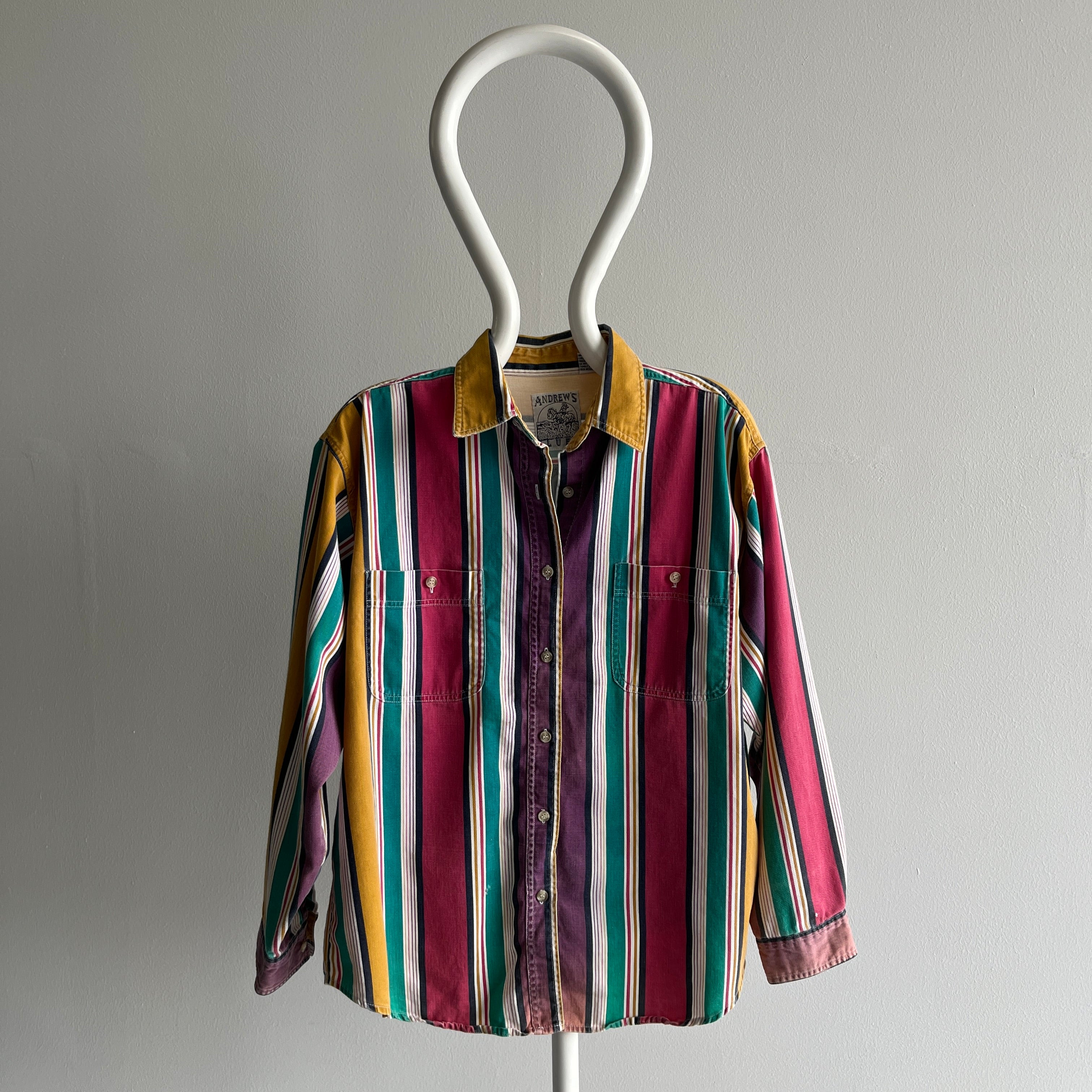 1990/2000s Cotton Striped Button Down Jerry or Fresh Prince Shirt