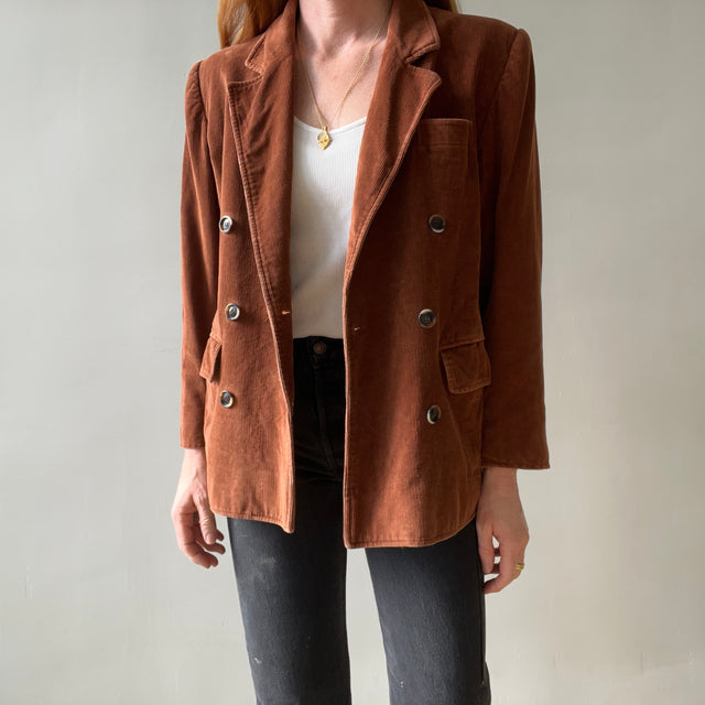 1970s Brown Saint Laurent Double Breasted Corduroy Jacket
