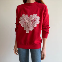 1980s Lace Heart Sweatshirt - DIY - Awwwww