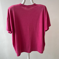 1980s Bleach Stained Hot Pink with Shoulder Pads Slouchy T-Shirt