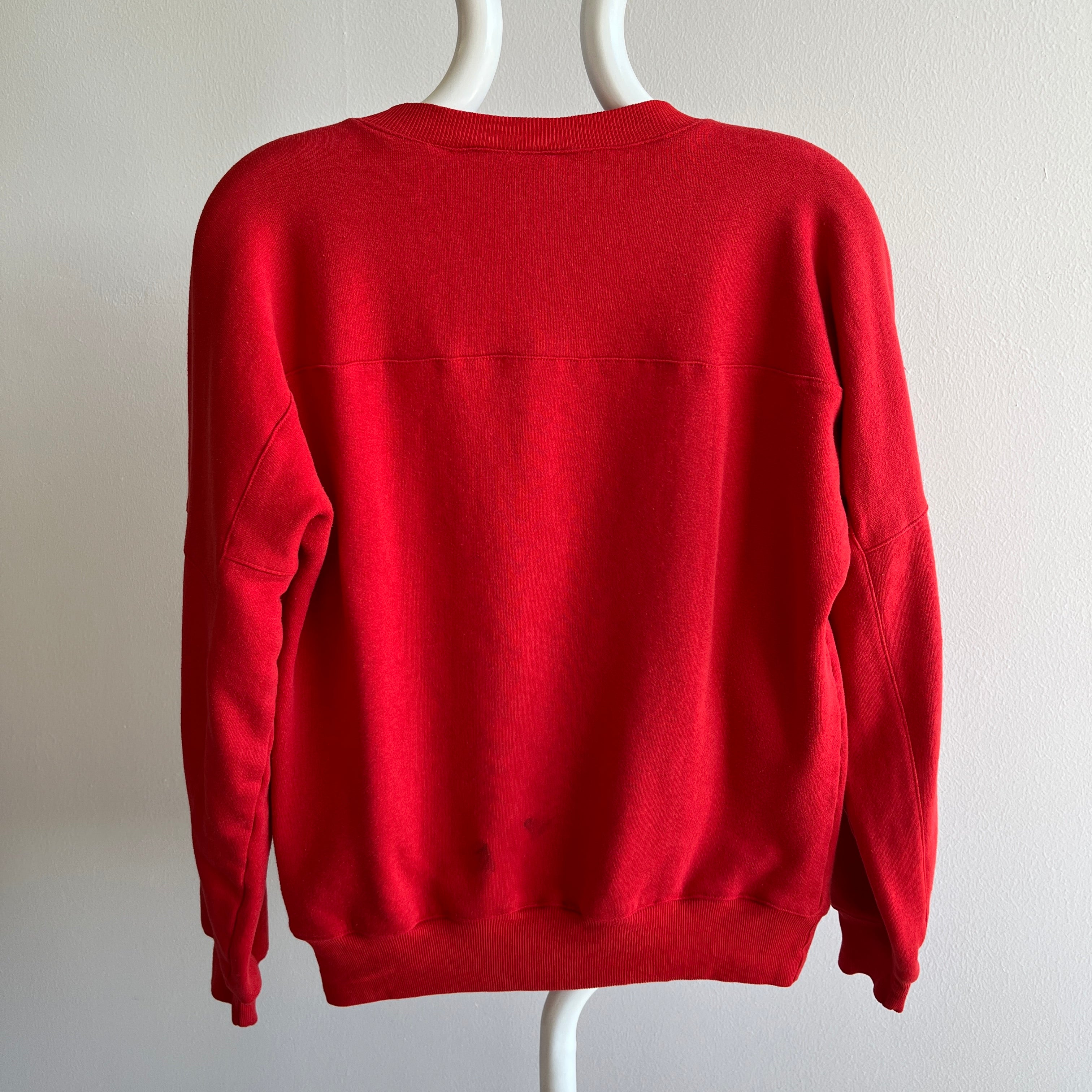 1980s Red Henley Sweatshirt