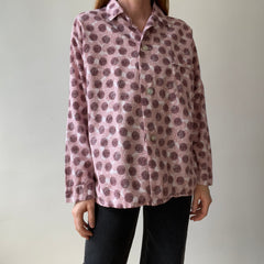 1970s Asian Inspired Flannel Pattern Pajama Shirt
