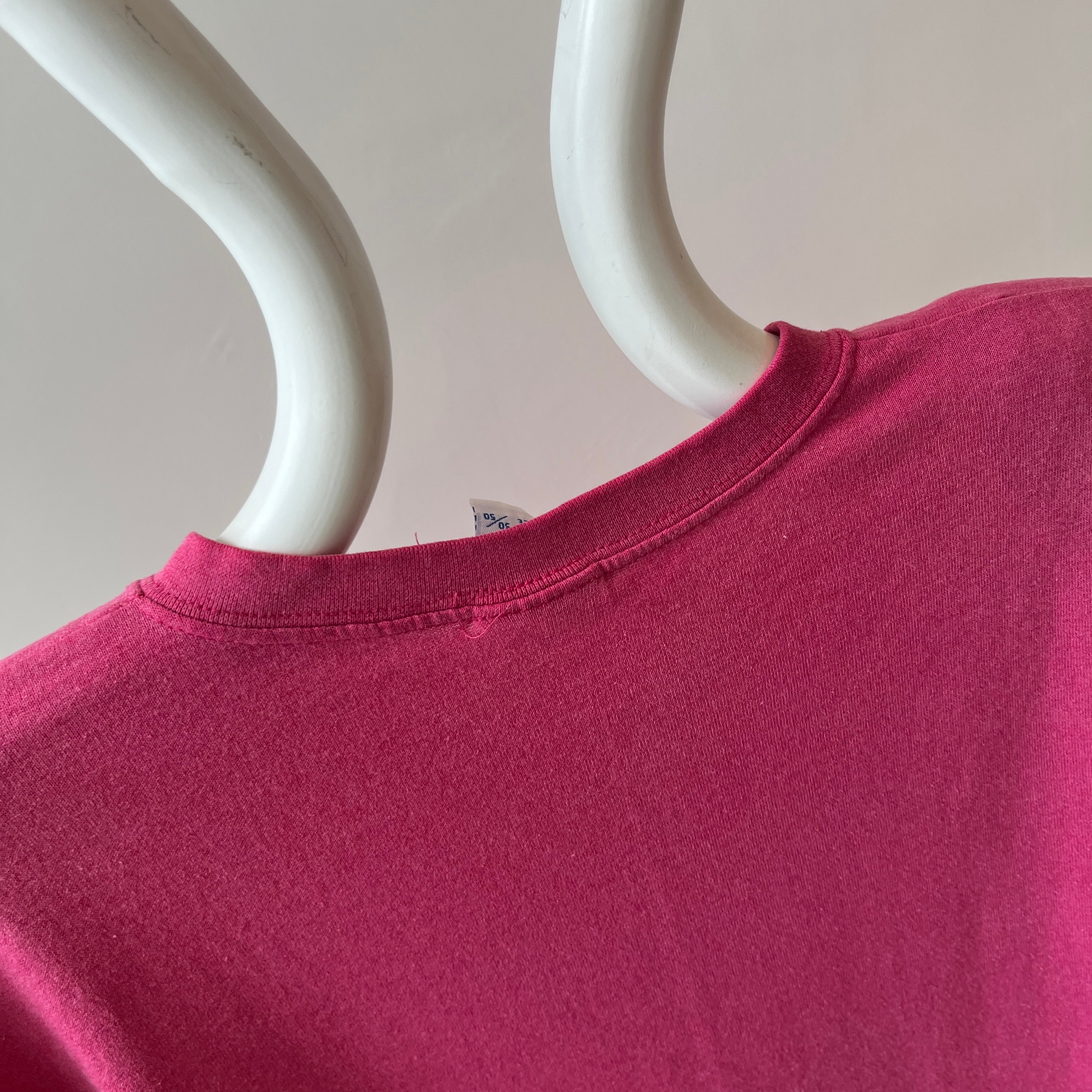 1980s Bleach Stained Hot Pink with Shoulder Pads Slouchy T-Shirt