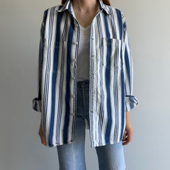 1990s Striped Denim Dad Shirt/Jacket