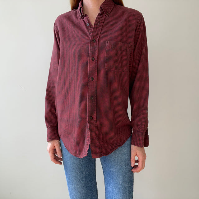 1990s L.L. Bean Checkered Cotton Button Up - USA MADE