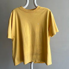 1990s Pale Buttery Yellow HHW Nicely Stained in All the Right Ways Cotton T-Shirt