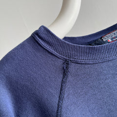 1980s Lands' End x Champion Most Incredible Soft Blank Navy Raglan You Might Ever Own