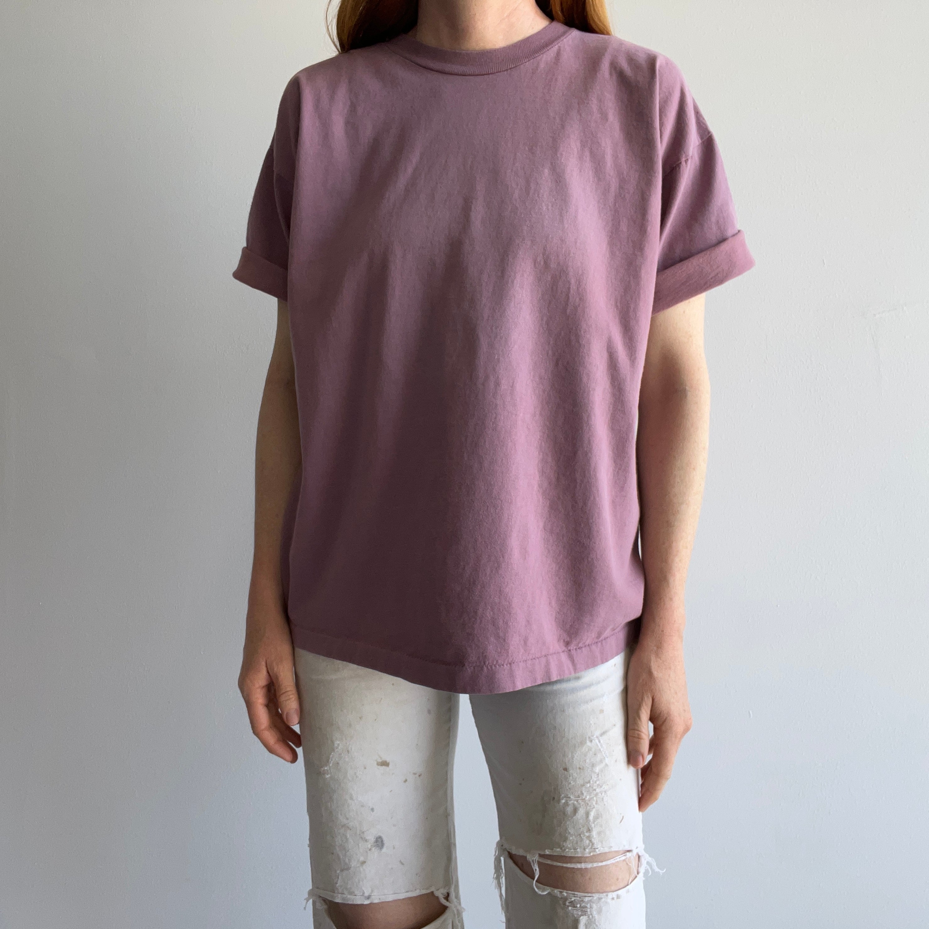 1990s Mauve Medium Weight Cotton T-Shirt