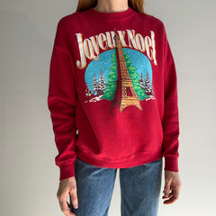 1980s Joyeux Noel Eiffel Tower USA Made Sweatshirt