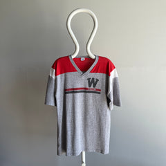1970s Wesleyan Color Block Football T-Shirt by Champion - Collectible