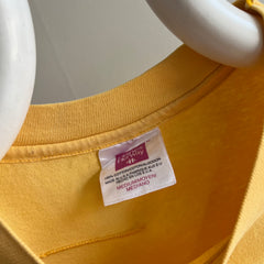 1990s Pale Buttery Yellow HHW Nicely Stained in All the Right Ways Cotton T-Shirt