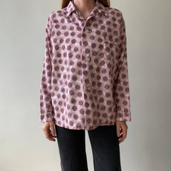 1970s Asian Inspired Flannel Pattern Pajama Shirt