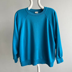 1980s Nicely Beat Up and Thrashed Turquoise and Teal Raglan - Swoon