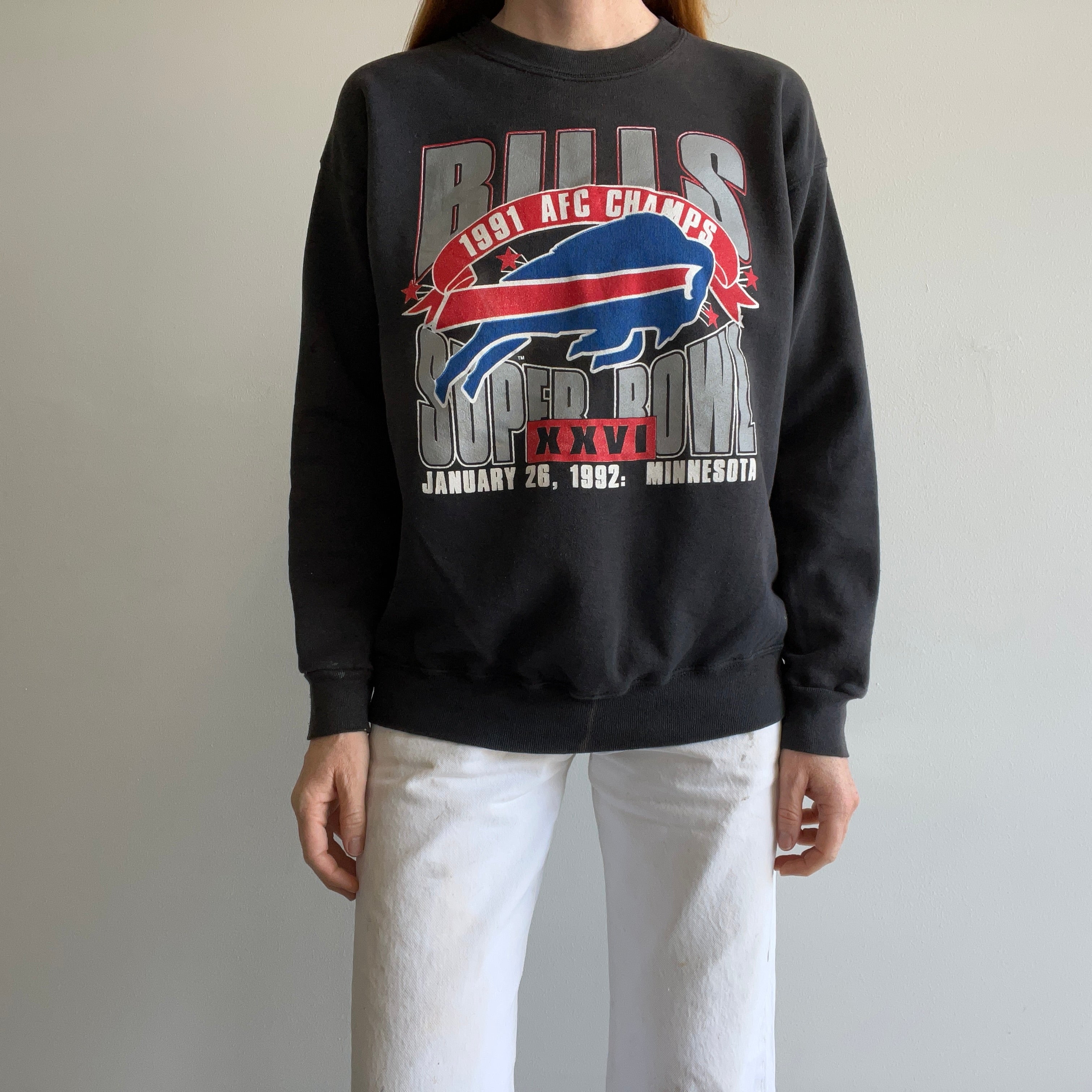 1991 AFC Champs Buffalo Bills Super Sun Faded Sweatshirt