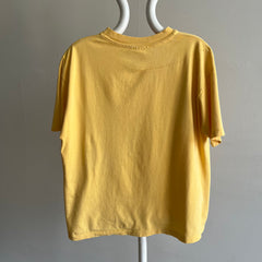 1990s Pale Buttery Yellow HHW Nicely Stained in All the Right Ways Cotton T-Shirt