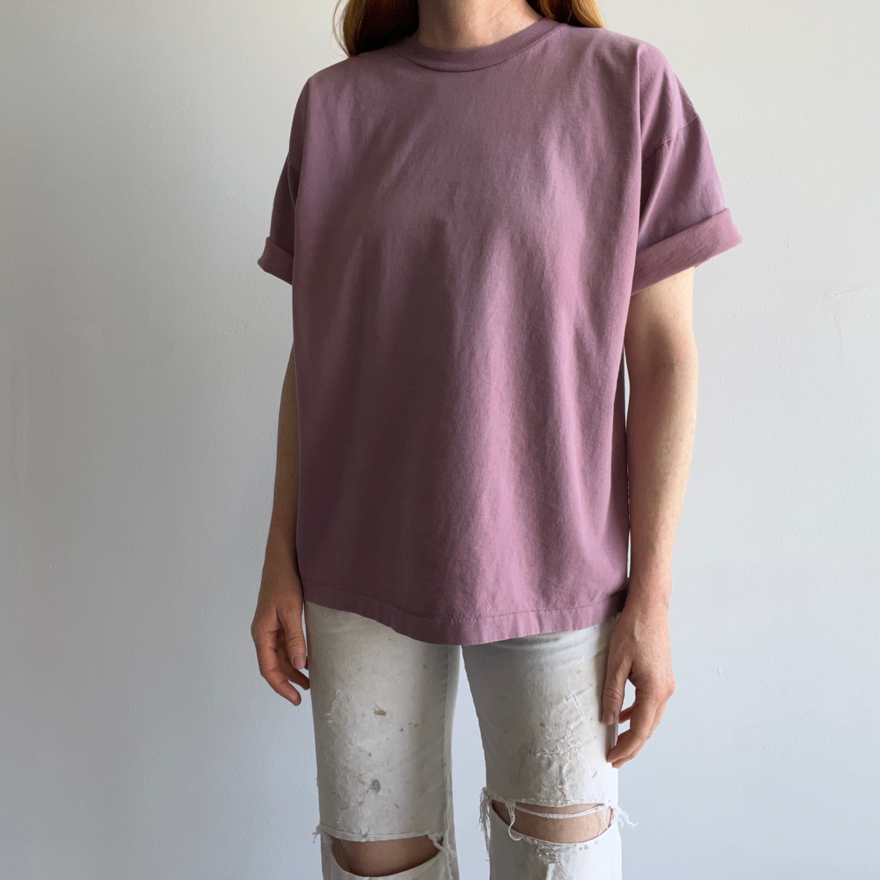 1990s Mauve Medium Weight Cotton T-Shirt