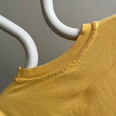 1990s Pale Buttery Yellow HHW Nicely Stained in All the Right Ways Cotton T-Shirt