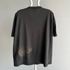 1980s Sun Faded and Rolled Neck Russell Brand Blank Black T-Shirt