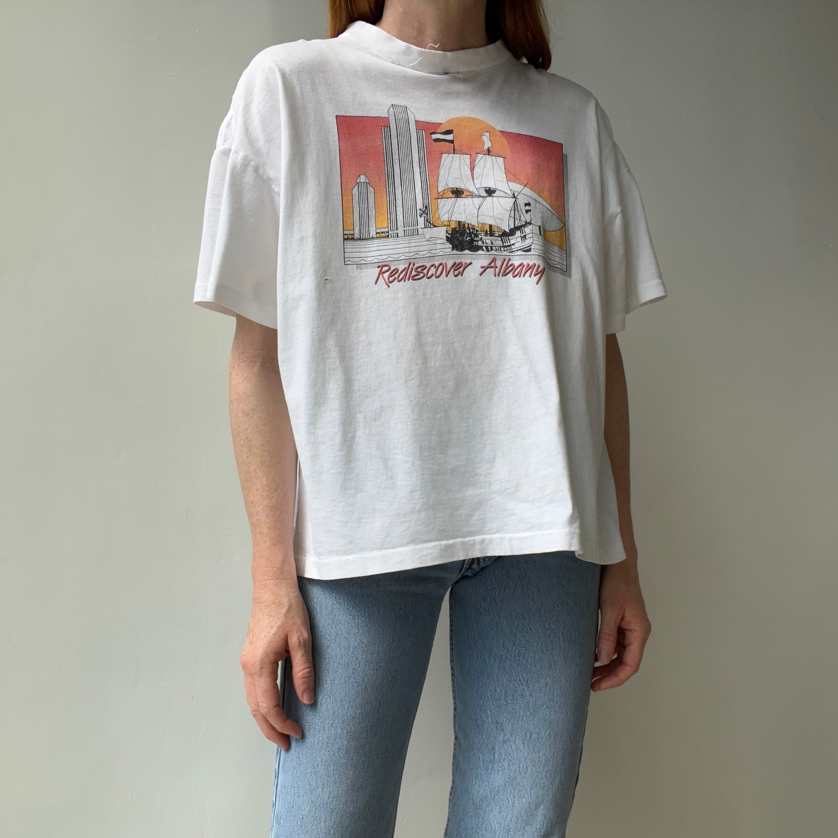 1990s Rediscover Albany Boxy Tourist T-Shirt