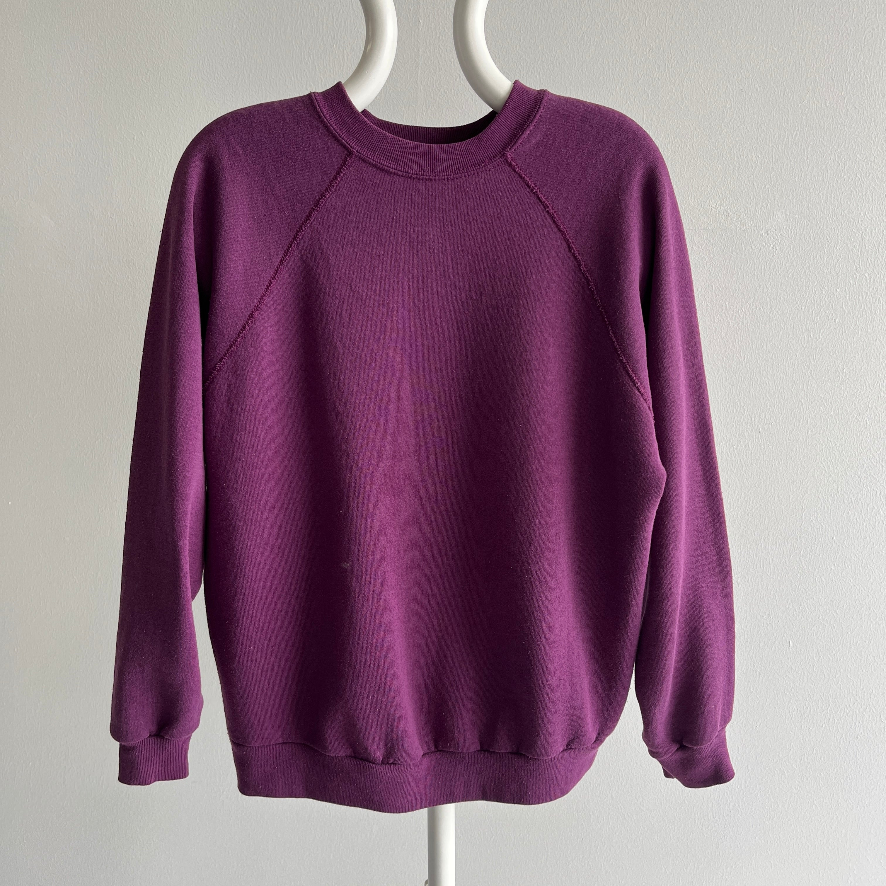 1980s Eggplant Purple Raglan Sweatshirt by Tultex
