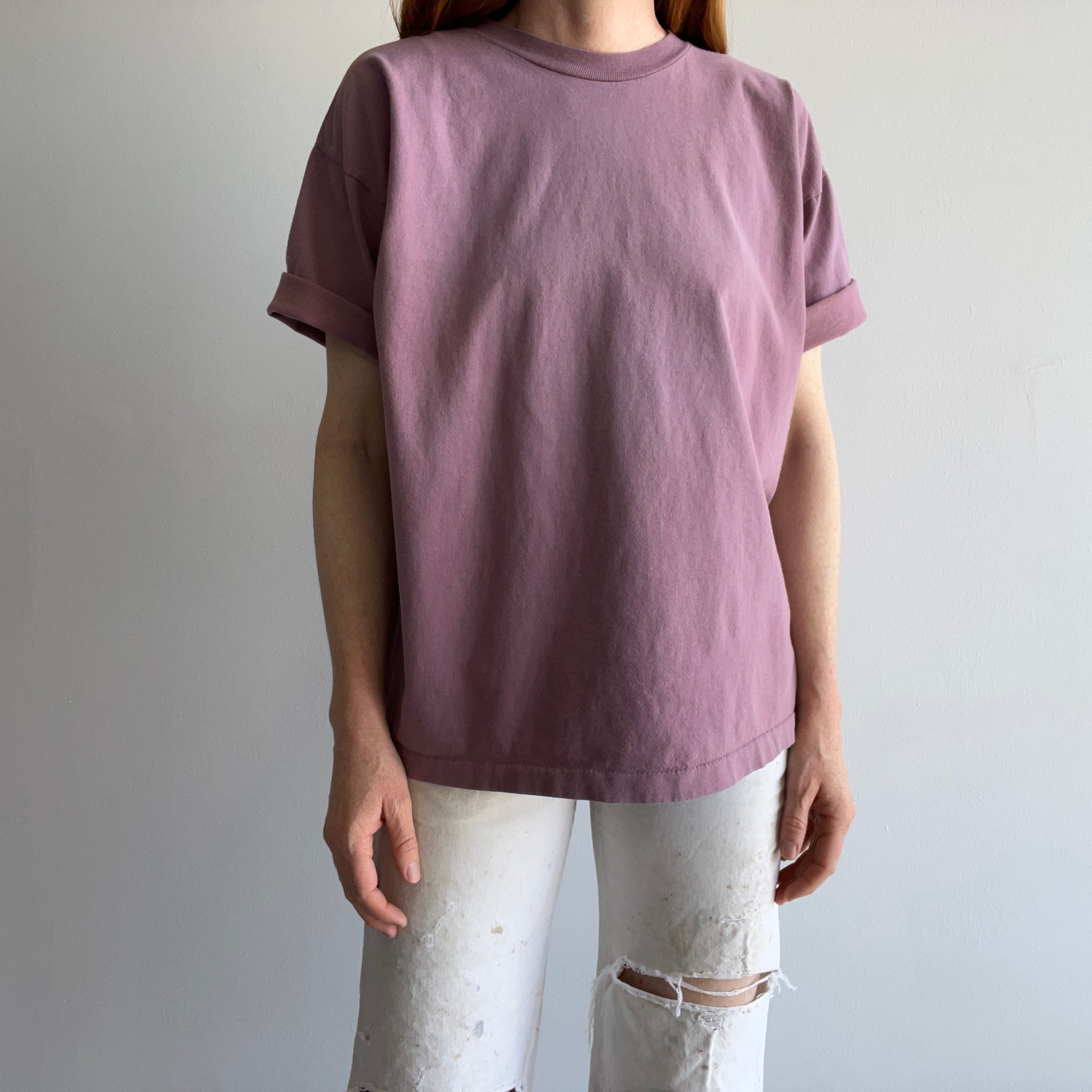 1990s Mauve Medium Weight Cotton T-Shirt