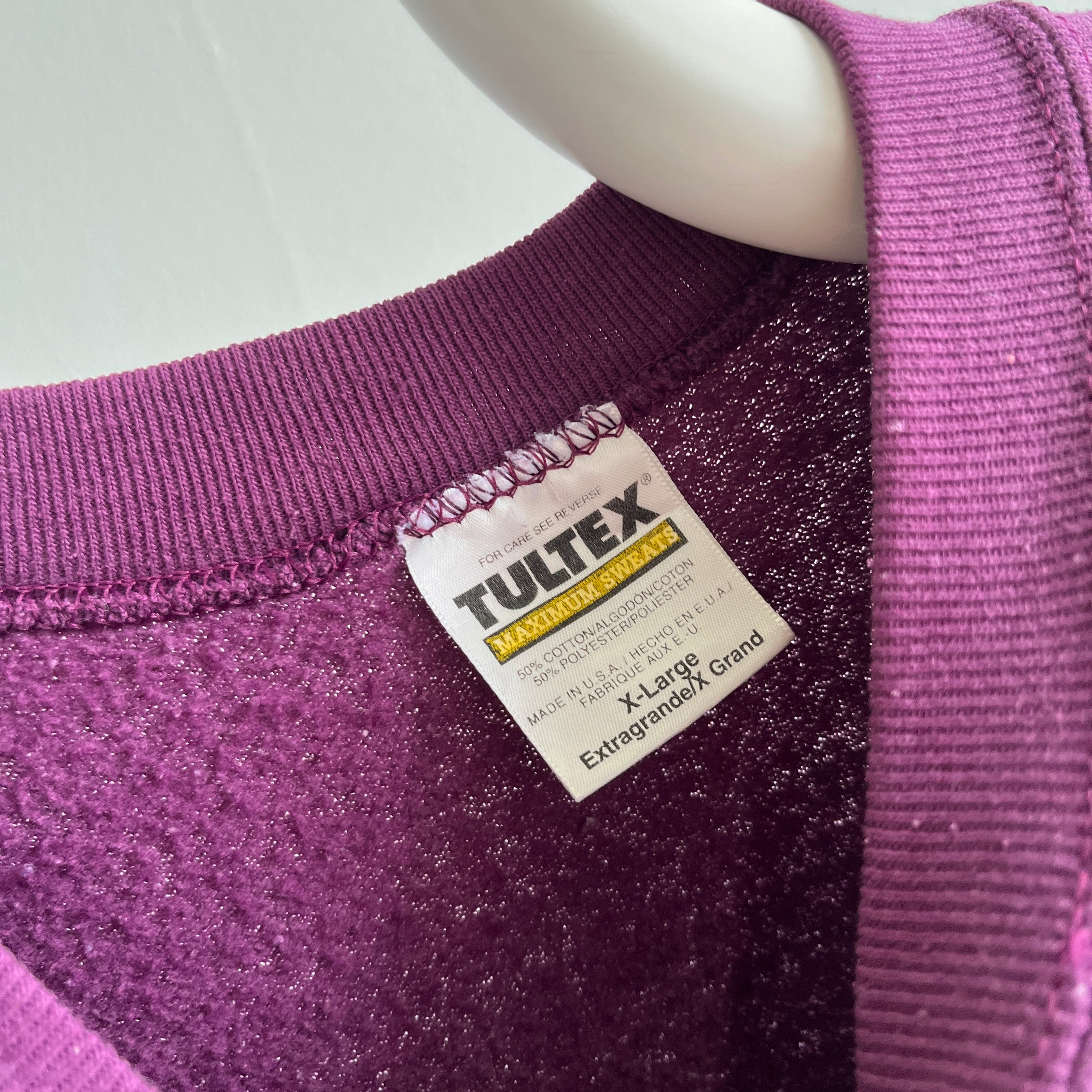 1980s Eggplant Purple Raglan Sweatshirt by Tultex