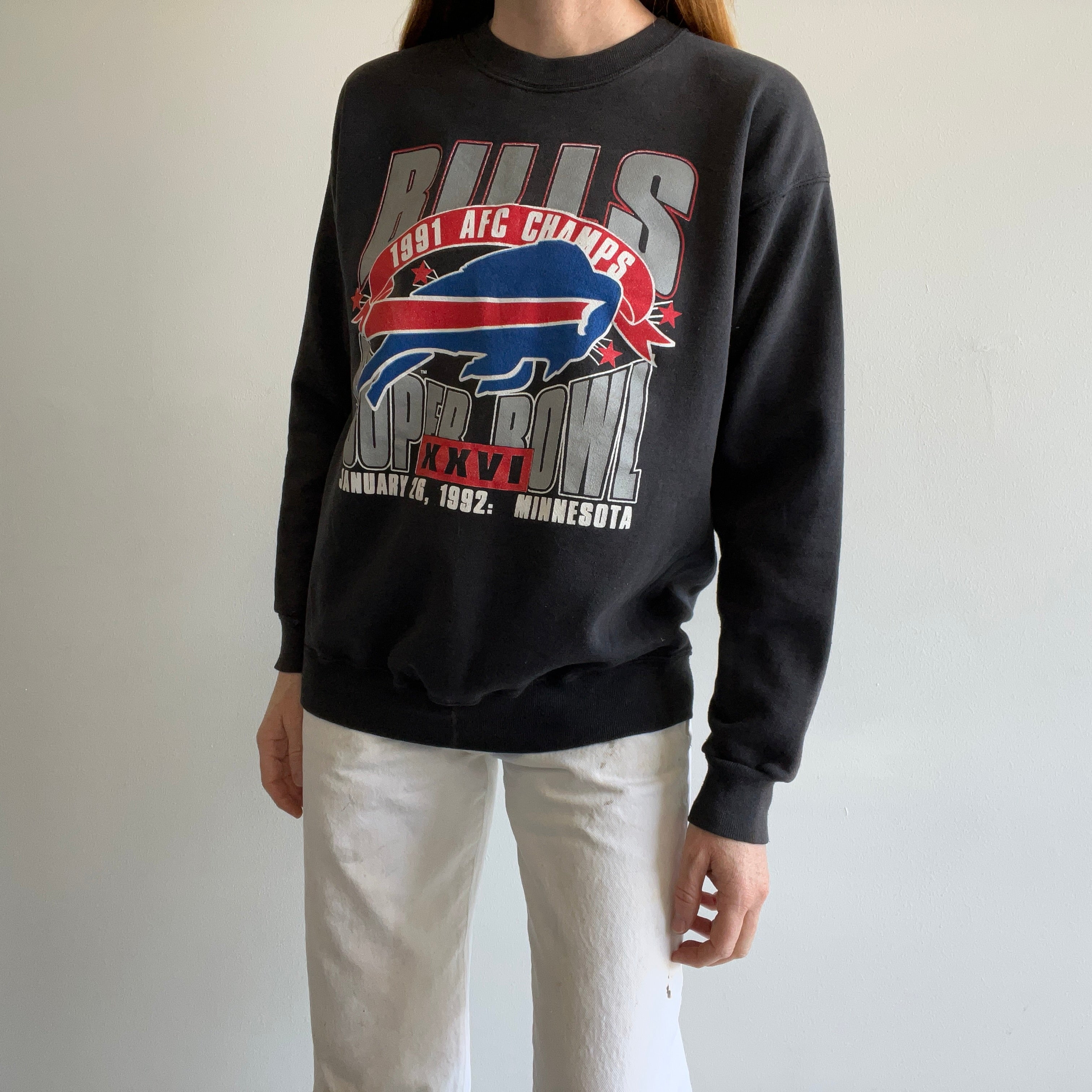 1991 AFC Champs Buffalo Bills Super Sun Faded Sweatshirt