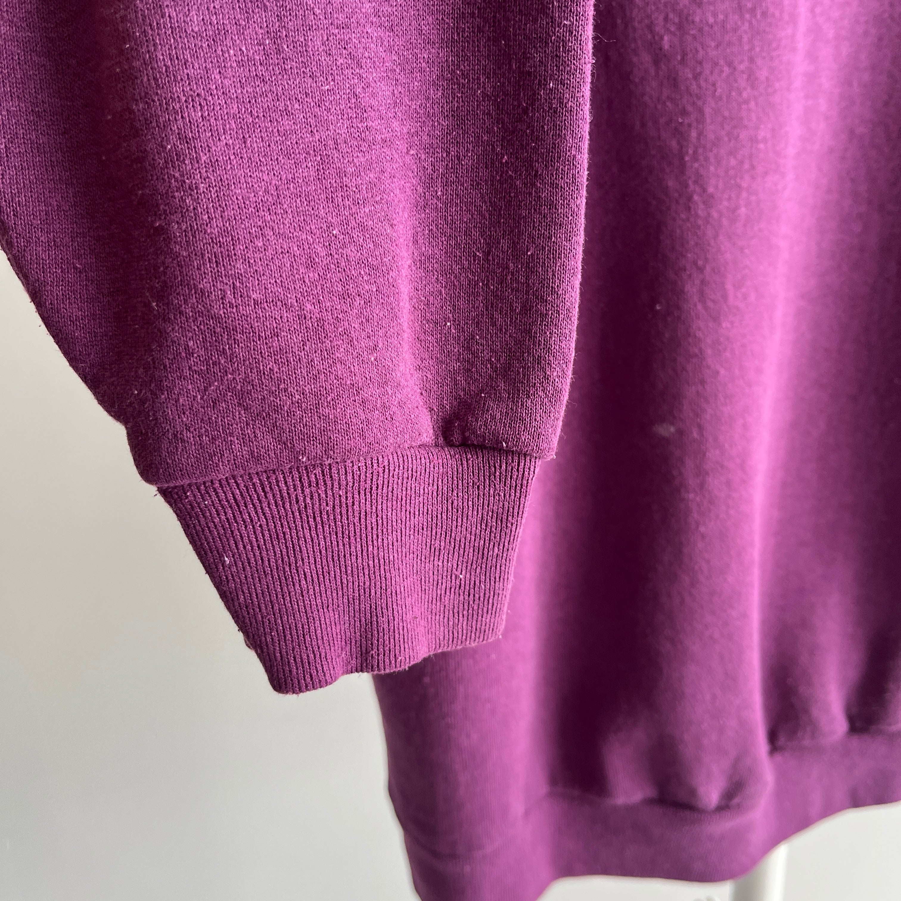 1980s Eggplant Purple Raglan Sweatshirt by Tultex