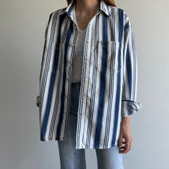 1990s Striped Denim Dad Shirt/Jacket