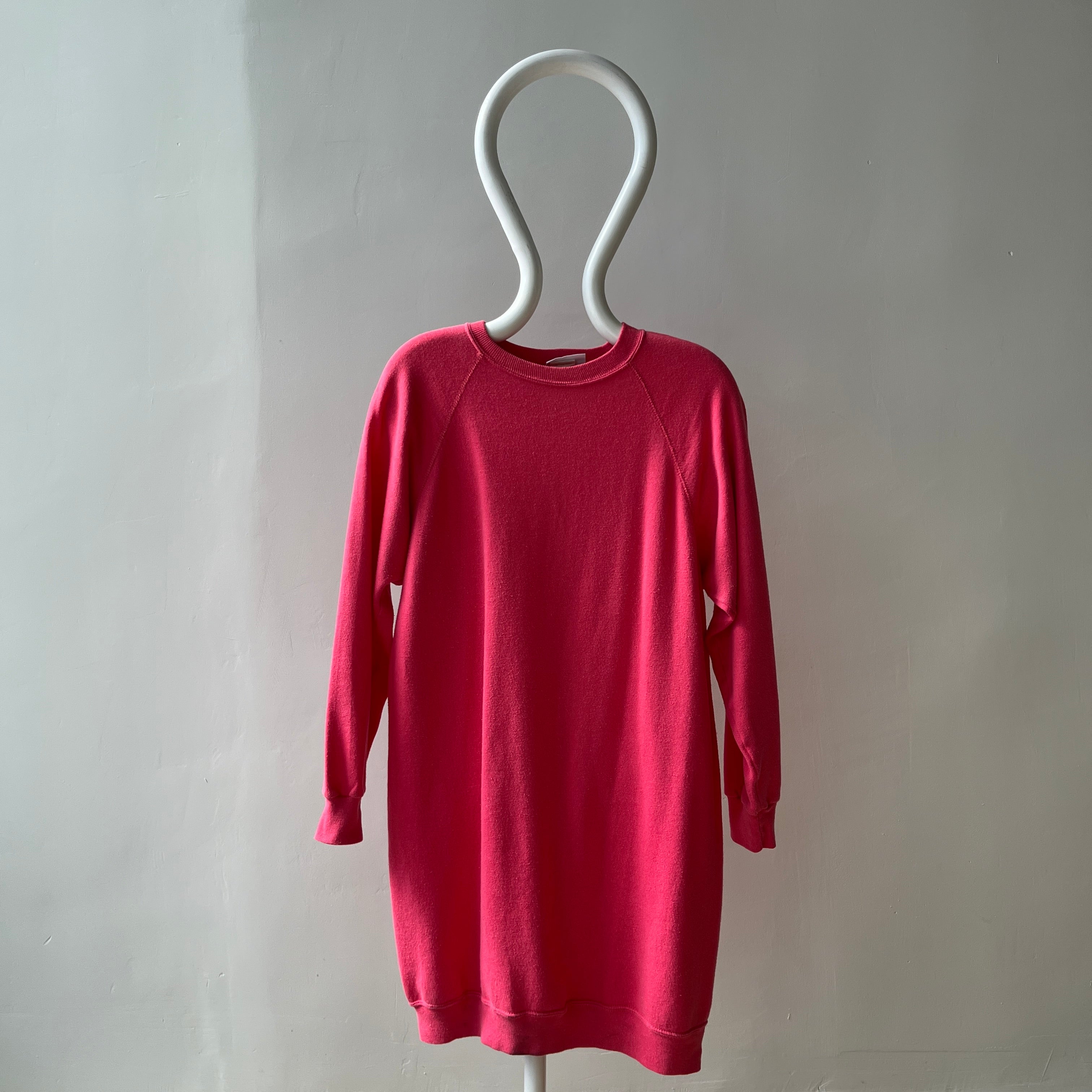 1980s Longer Pink Raglan Sweatshirt/Mini Dress?