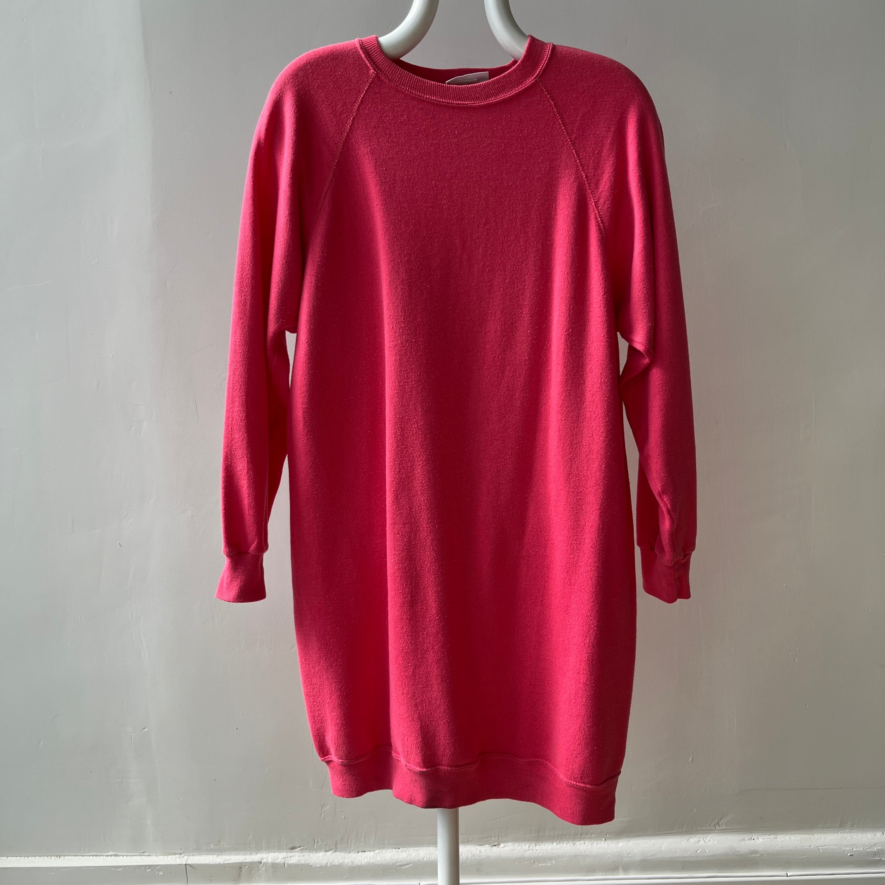 1980s Longer Pink Raglan Sweatshirt/Mini Dress?