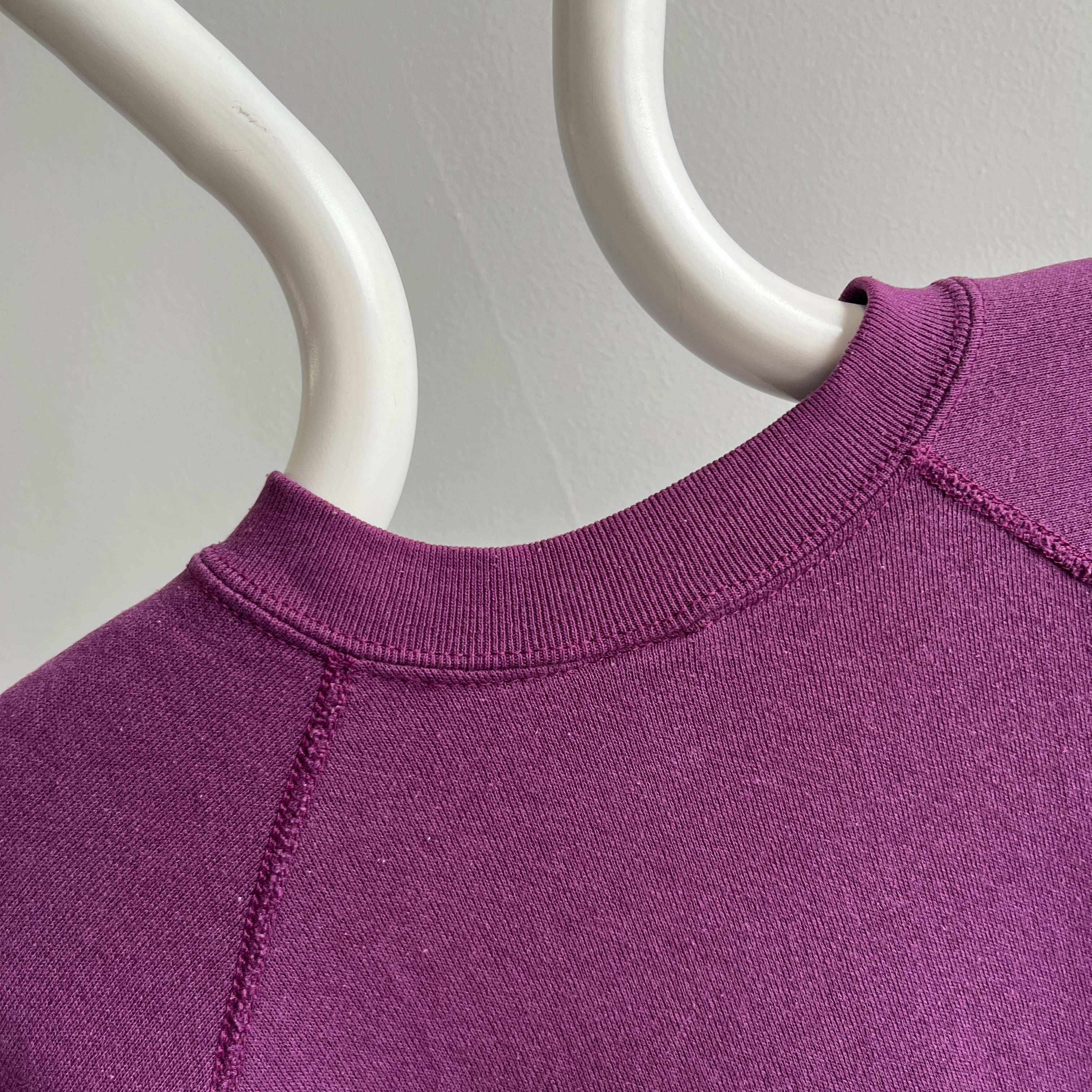 1980s Eggplant Purple Raglan Sweatshirt by Tultex