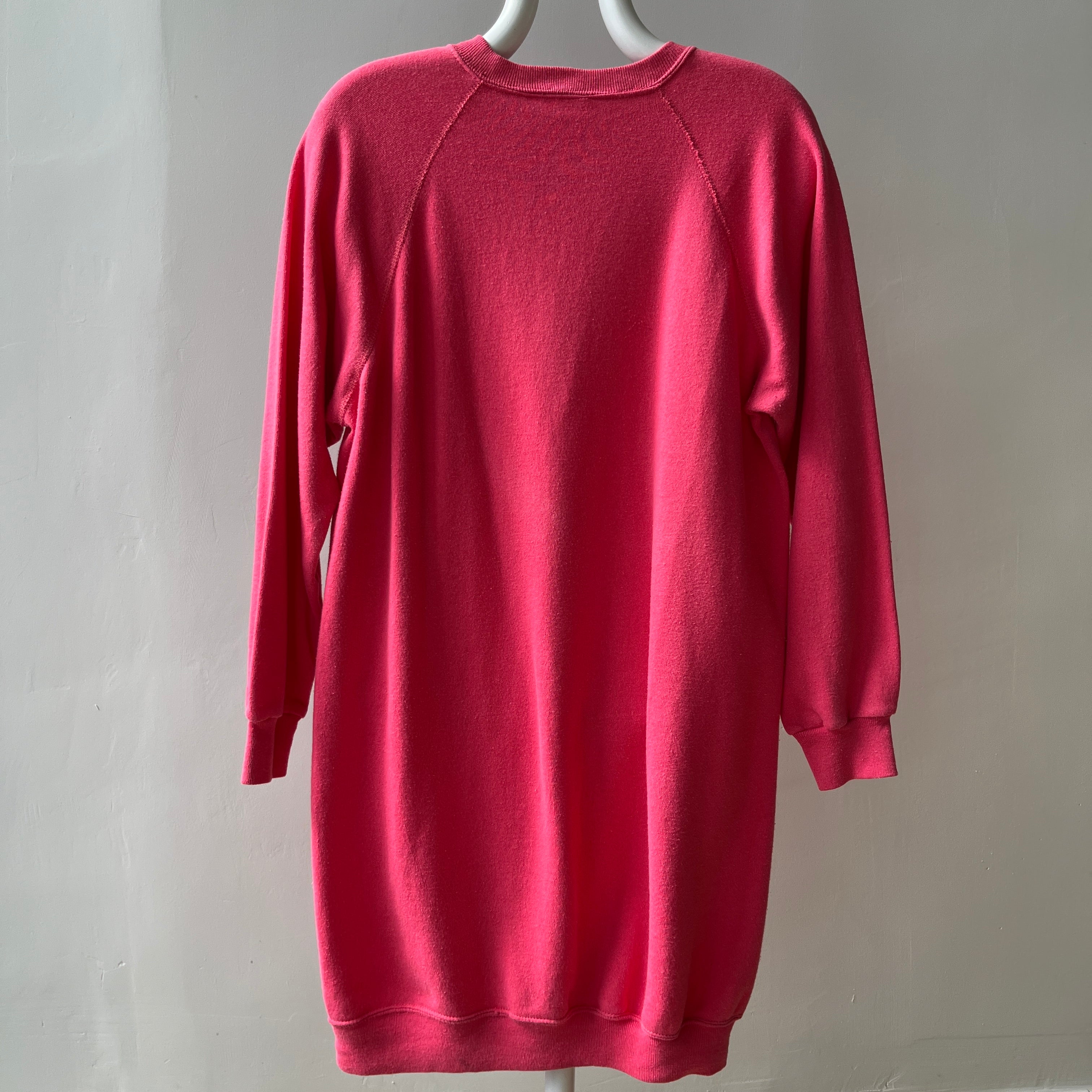 1980s Longer Pink Raglan Sweatshirt/Mini Dress?