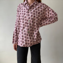 1970s Asian Inspired Flannel Pattern Pajama Shirt