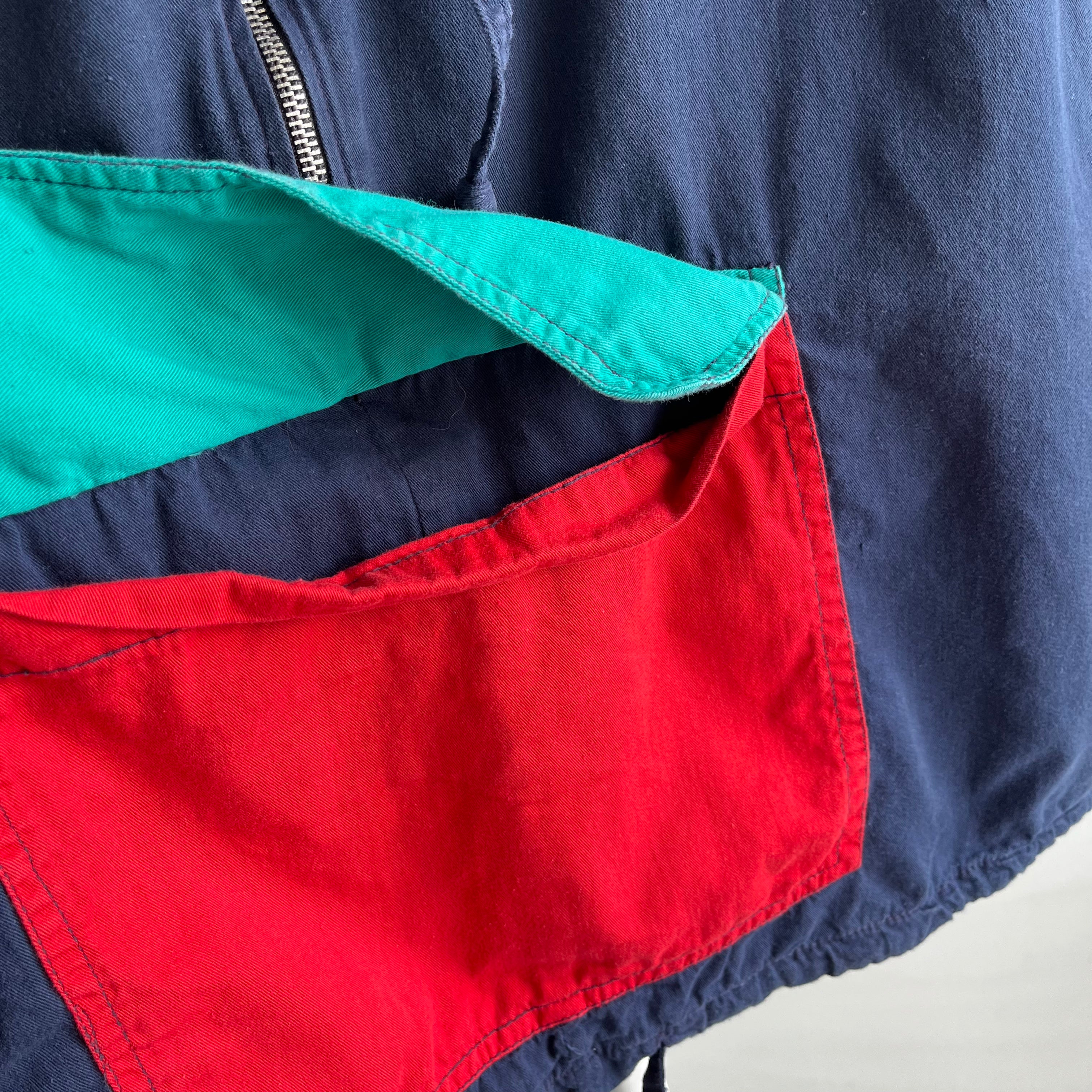 1990s Cotton Color Block 1/4 Zip Hoodie Vest