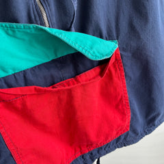 1990s Cotton Color Block 1/4 Zip Hoodie Vest