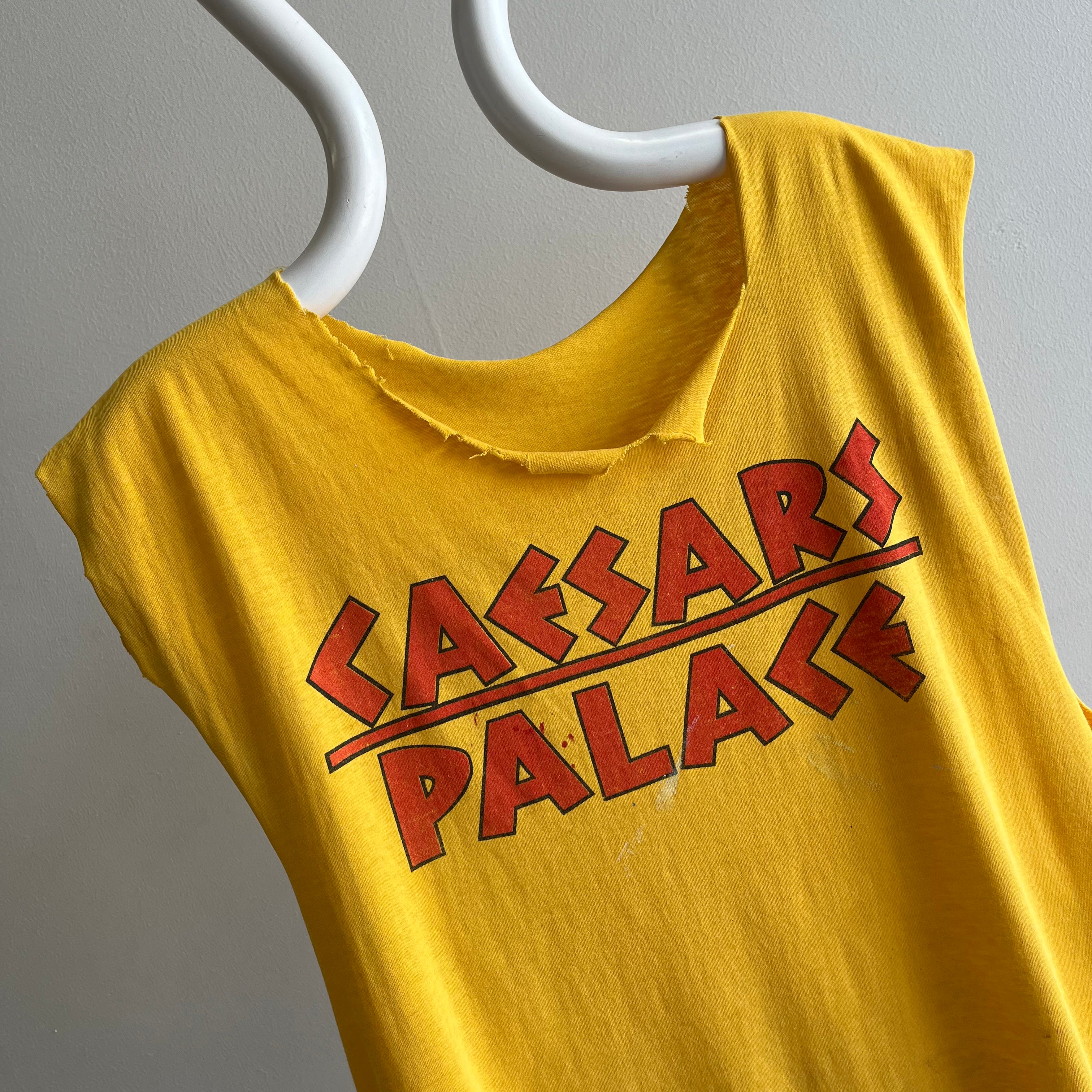 1980s Caesar's Palace Front and Back Cut Up Destroyed DIY Tank Top