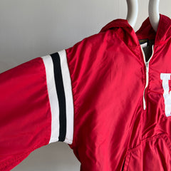 1970s Russell Brand Jersey Lined 1/4 Zip Wisconsin Windbreaker Hoodie