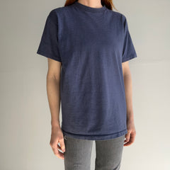 1980/90s Slate Blue Pinstripe Cotton T-Shirt