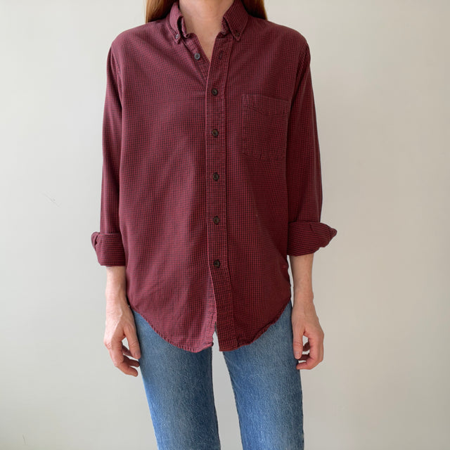 1990s L.L. Bean Checkered Cotton Button Up - USA MADE