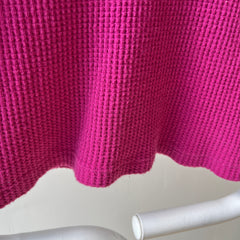 1970s Over Dyed Magenta Pink Cotton Waffle Knit Thermal