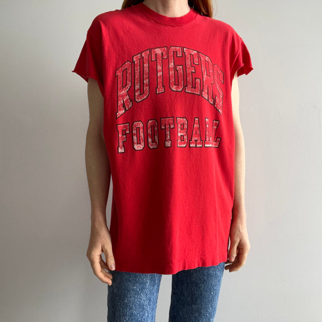 1980/90s Rutgers Football Destroyed Sleeves T-Shirt