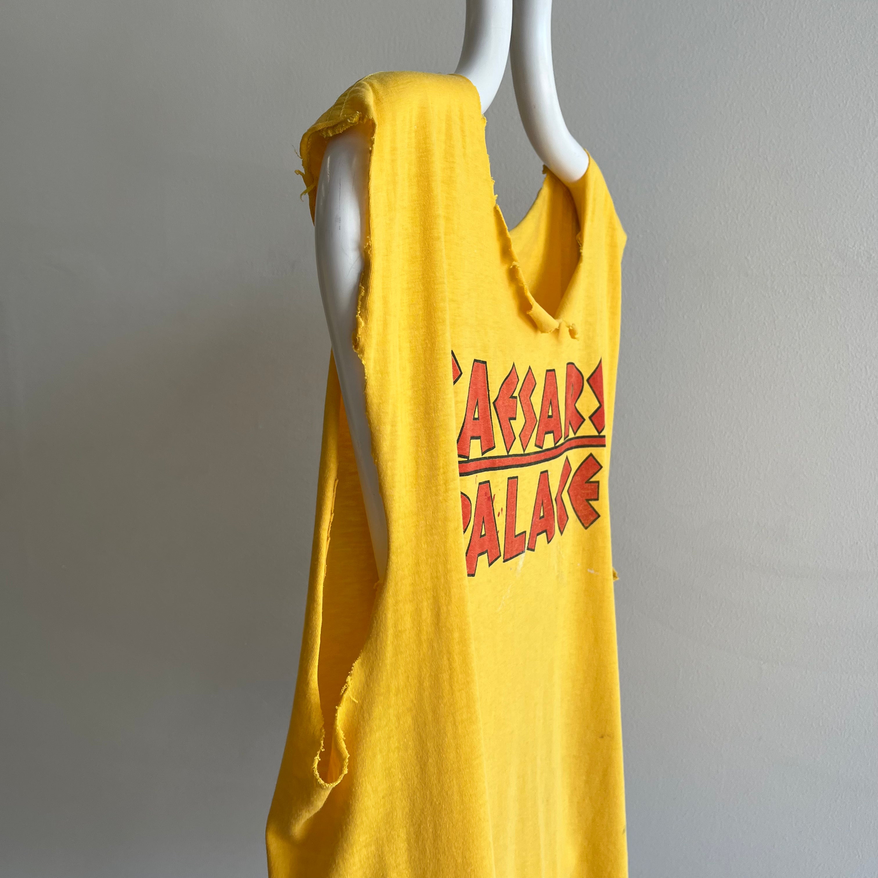 1980s Caesar's Palace Front and Back Cut Up Destroyed DIY Tank Top