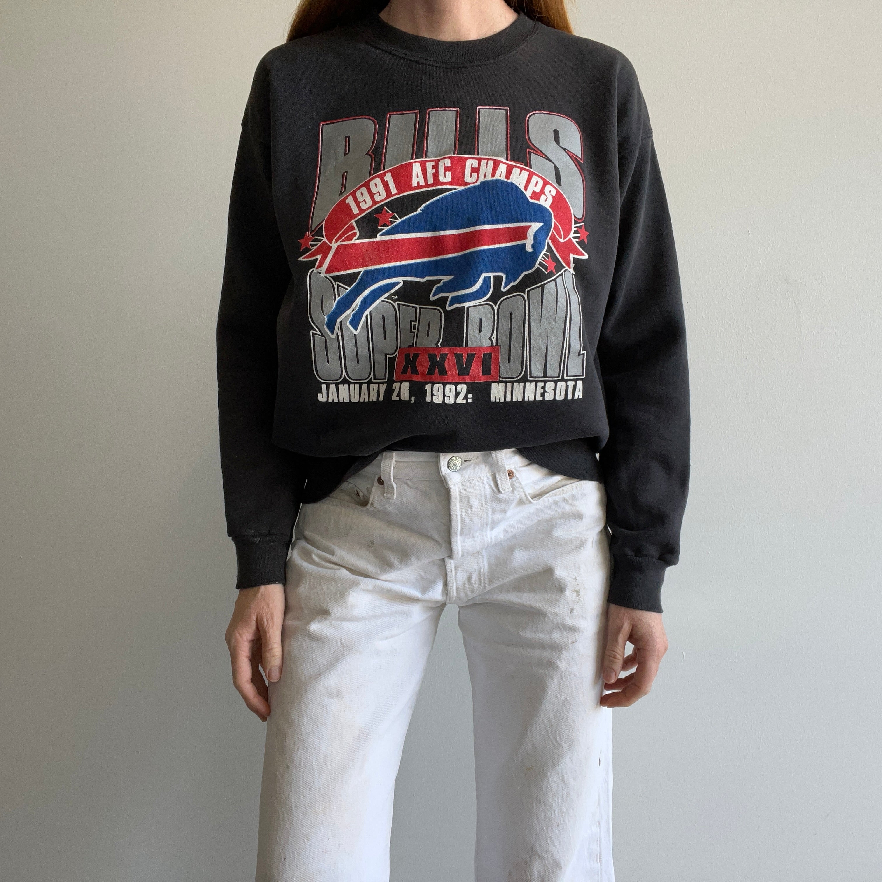 1991 AFC Champs Buffalo Bills Super Sun Faded Sweatshirt