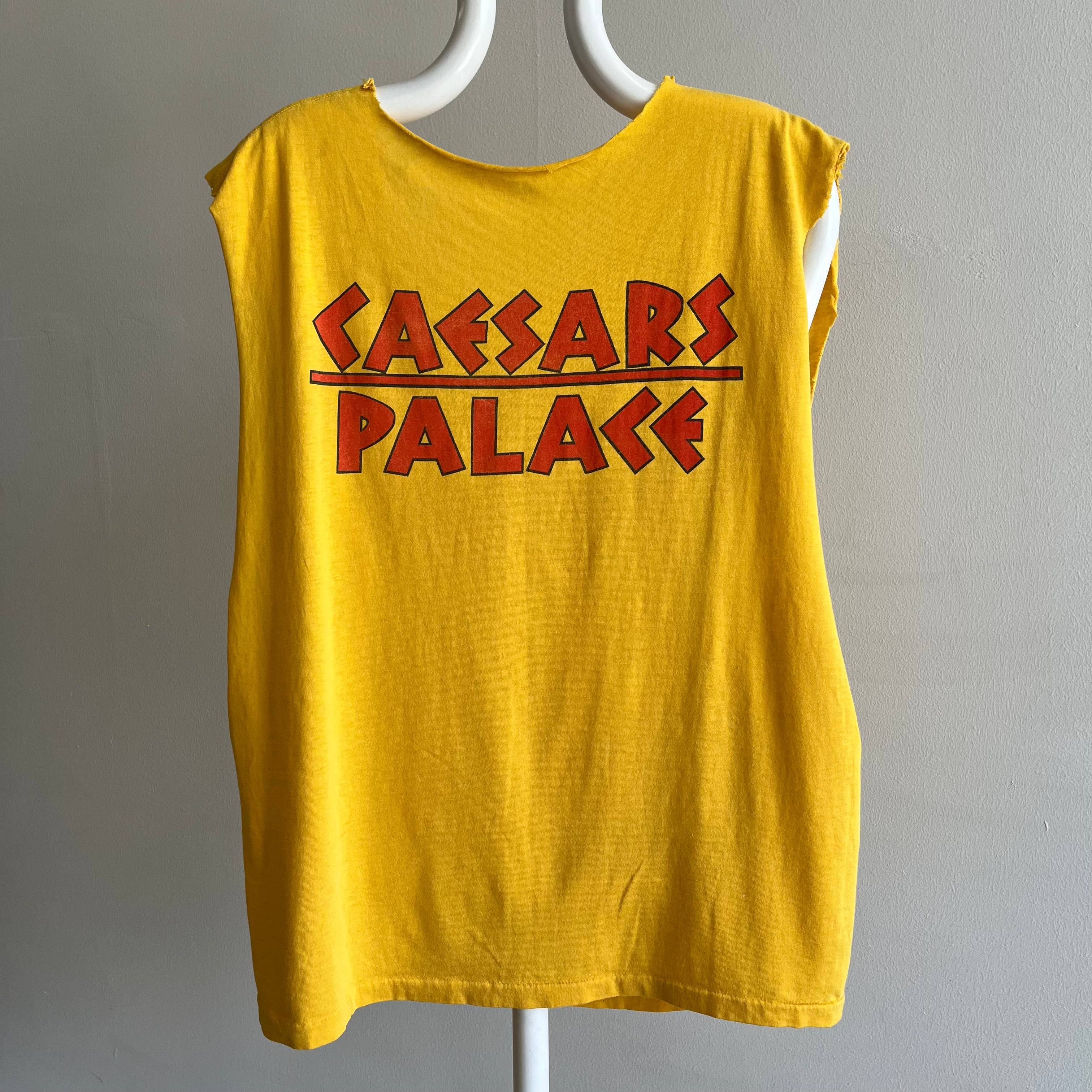 1980s Caesar's Palace Front and Back Cut Up Destroyed DIY Tank Top